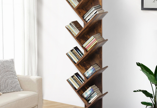 Levede Eight-Tier Wooden Tree Bookshelf