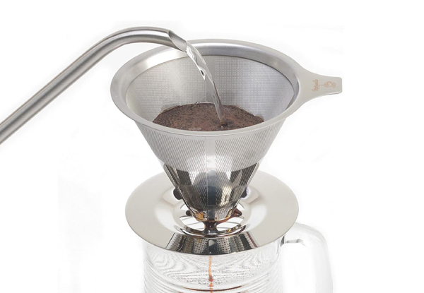 Stainless Steel Reusable Drip Cone Coffee Filter - Two Sizes Available