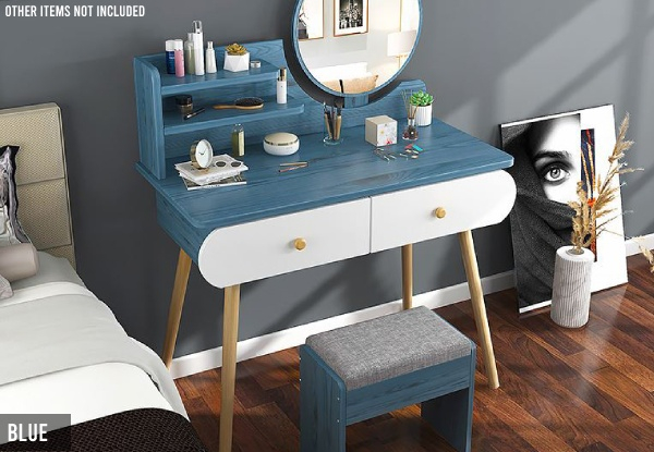 Two-Drawer Dressing Table with Mirror - Two Colours Available