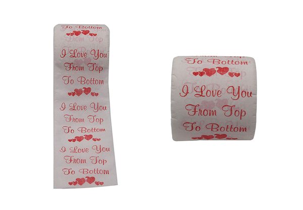 Two-Pack of 'I Love You from the Bottom to the Top' Novelty Toilet Paper - Option for Five-Pack with Free Delivery