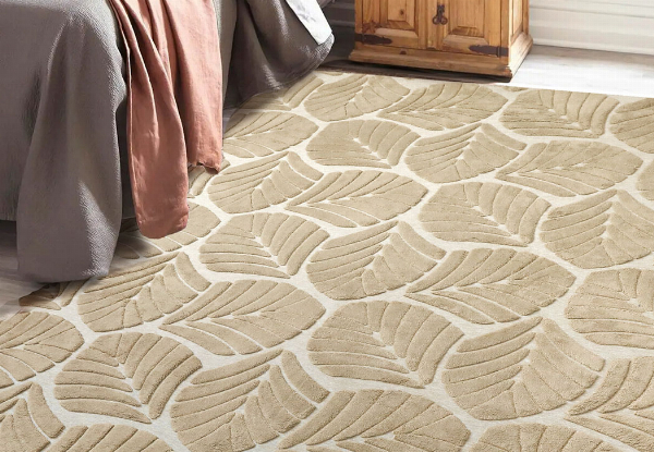 Marlow Embossed Leaf Floor Rug - Two Sizes Available