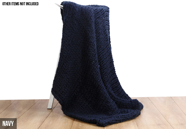 Chunky Knit Woollen Blanket - Four Colours Available with Free Delivery