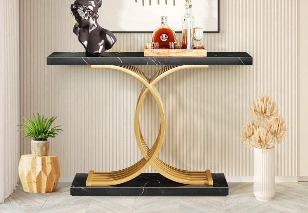 Hall Console Table with Faux Marble Top