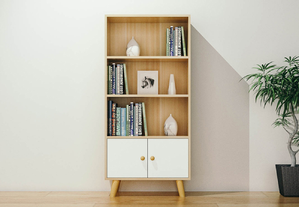Sophia Natural Four-Tier Bookcase Cabinet - Two Colours Available
