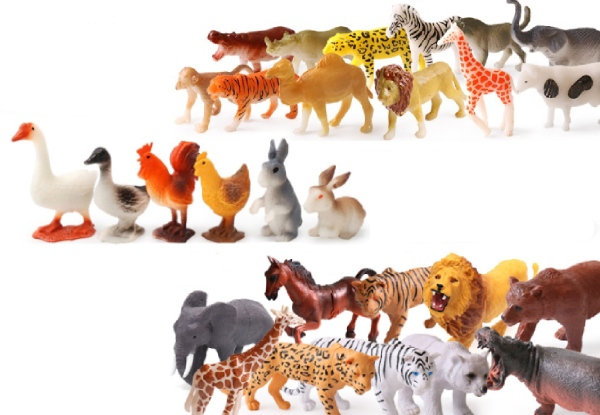 48-Piece Realistic Rubber Animal Toy Set - Option for Two Sets