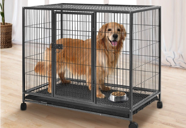 36-Inch Wheeled Metal Dog Crate