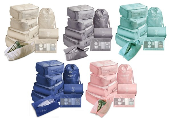 Set of Eight Luggage Organiser Pouches - Five Colours Available