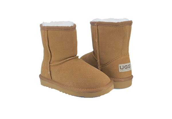 Ugg Roughland Kids Water-Resistant Short Suede Classic Sheepskin Boots - Available in Two Colours & Six Sizes