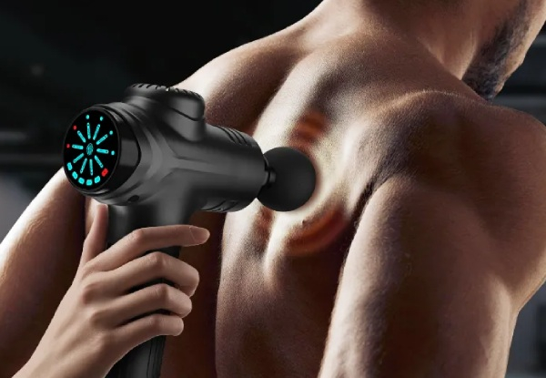 10 Speed LED Screen Massage Gun with 10-Piece Specialized Replacement Heads