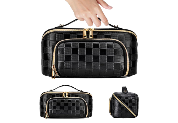 Checkered Travel Cosmetic Bag - Five Colours Available