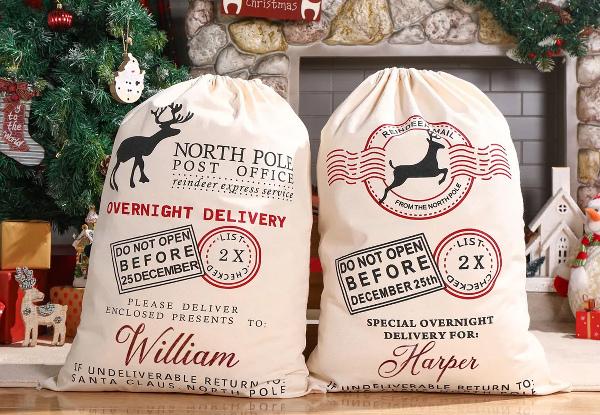 Personalised North Pole Gift Christmas Bag