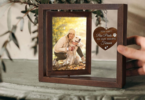 Rotating Pet Wooden Memorial Picture Frame - Option for Two-Pack