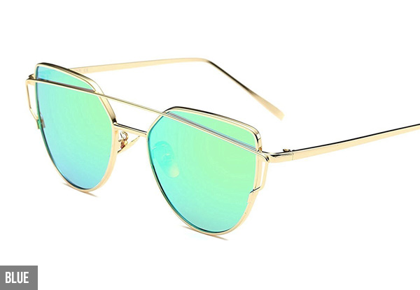 One Pair of Cat Eye Mirrored Sunglasses - Seven Colours Available