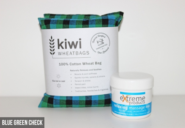Relax & Unwind with Kiwi Wheat Bag incl. Massage Wax - Four Colours Available
