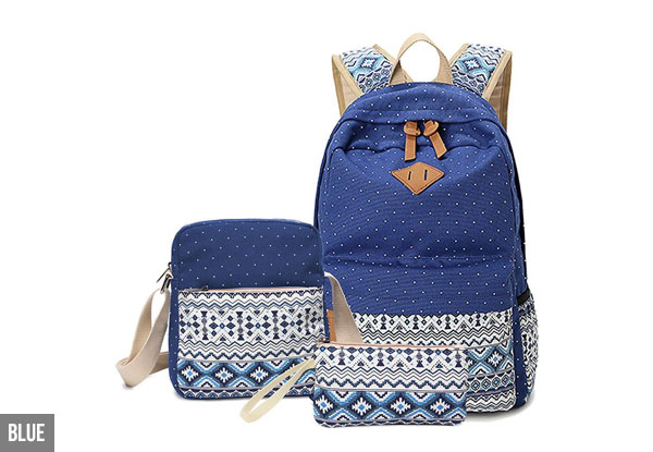 Three-Piece Bohemian Style Canvas Backpack - Three Colours Available