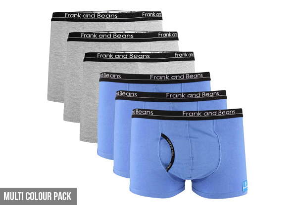 Six-Pack of Frank & Beans Men's Boxer Briefs - Two Colours Available
