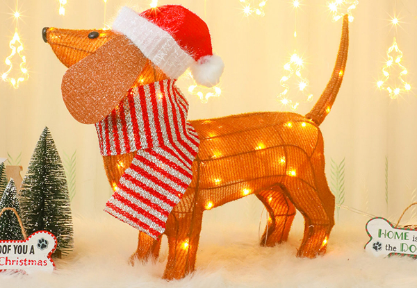 LED Christmas Dog Decoration Statue Light - Two Options Available