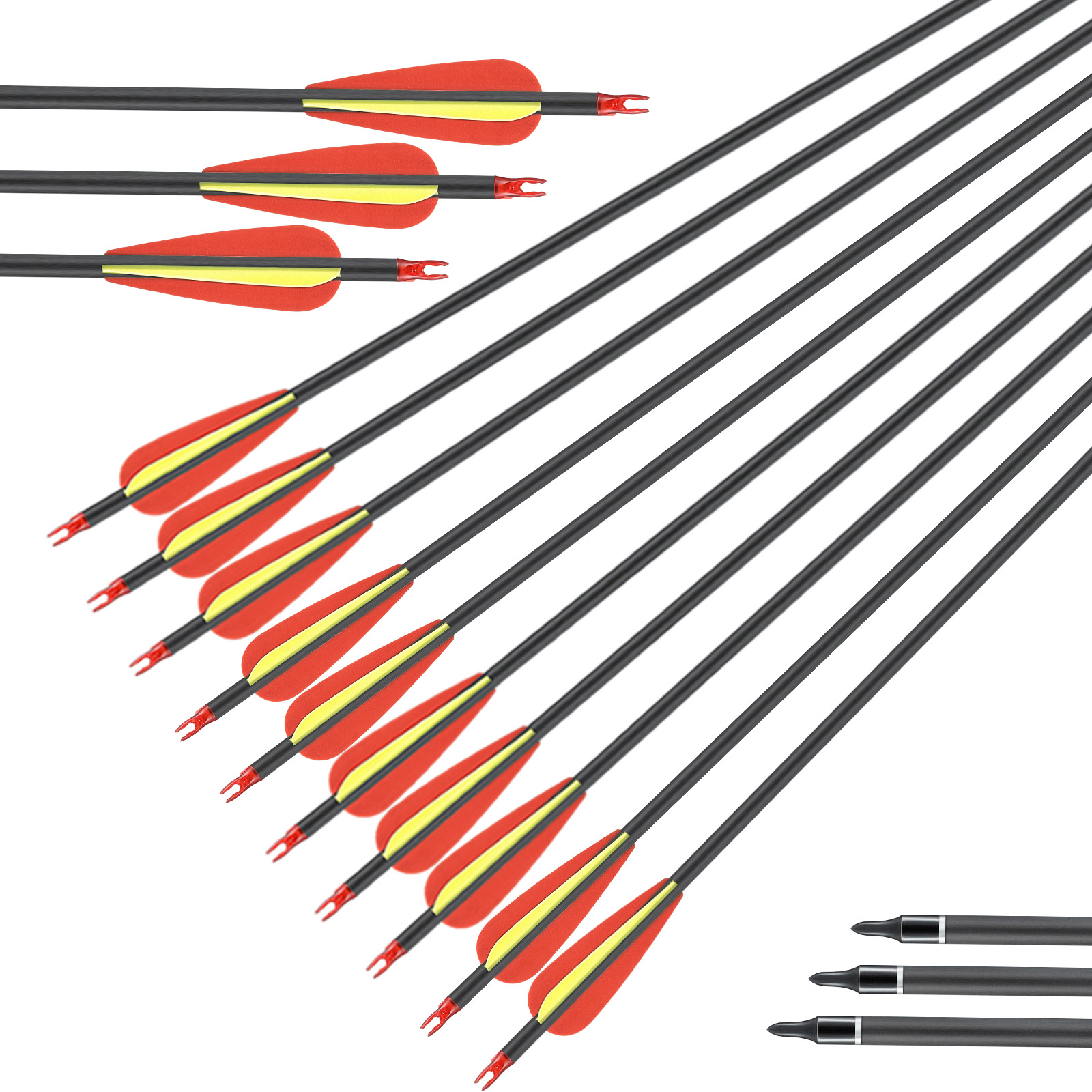 Ten-Piece 70lbs Versatile Carbon Arrow Set