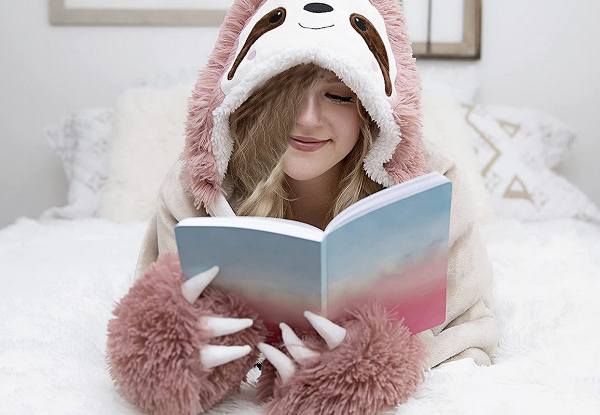 Flannel Wearable Sloth Adult Hooded Blanket - Option for Two