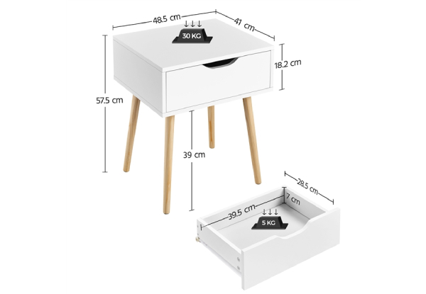 Two-Piece Mid-Century Side End Table - Two Colours Available