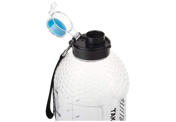 One Gallon / 3.78L BPA-Free Water Bottle with Straw Lid & Motivational Time Markers